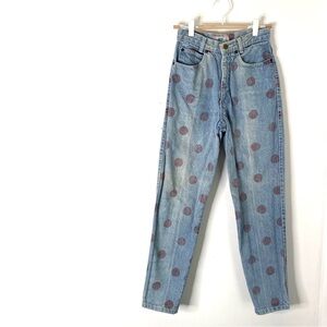 Palmettos Vintage Red Dot High Rise Light Wash Blue Jeans